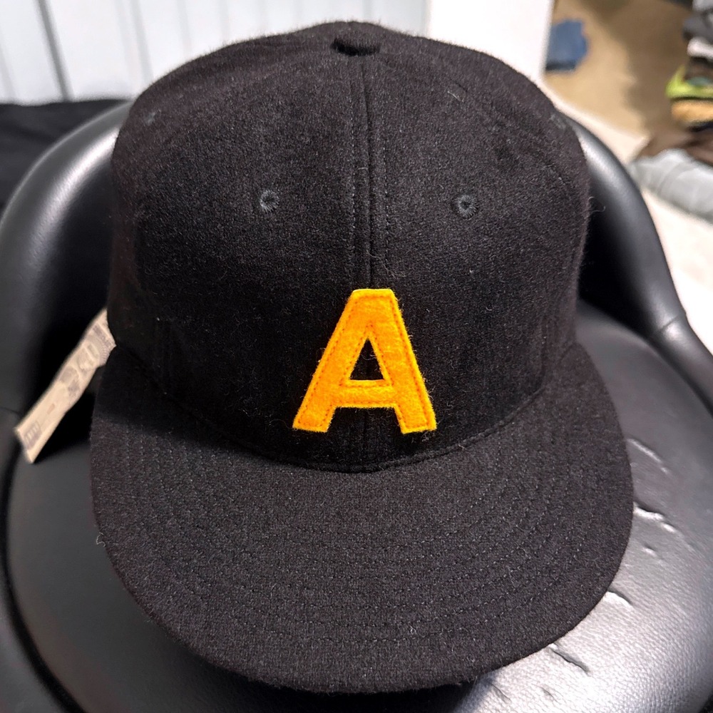 Ebbets Field Flannels Atlanta Crackers 1939 Fitted Wool Hat Black Yellow- 7 3/8